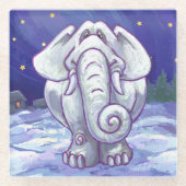 Cute White Elephant Gift Glazen Onderzetter (Voorkant)