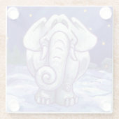 Cute White Elephant Gift Glazen Onderzetter (Achterkant)