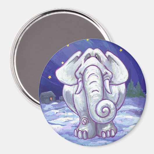 Cute White Elephant Gift Magneet (Voorkant / Achterkant)