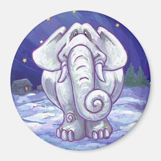Cute White Elephant Gift Magneet (Voorkant)