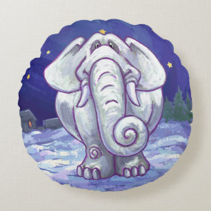 Cute White Elephant Gift Rond Kussen