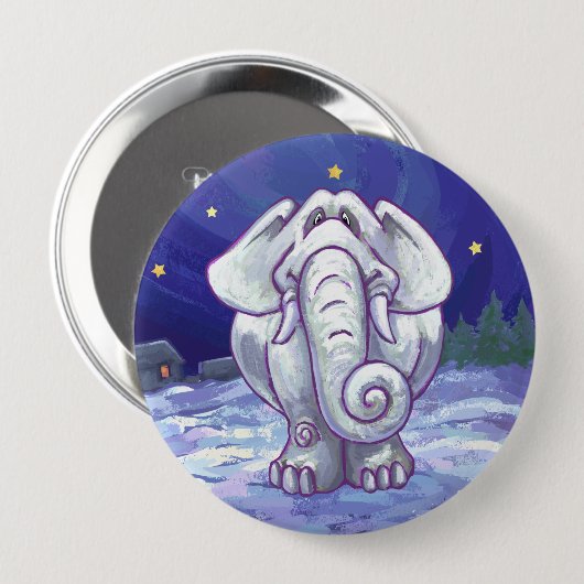 Cute White Elephant Gift Ronde Button 4,0 Cm (Voorkant /achterkant)