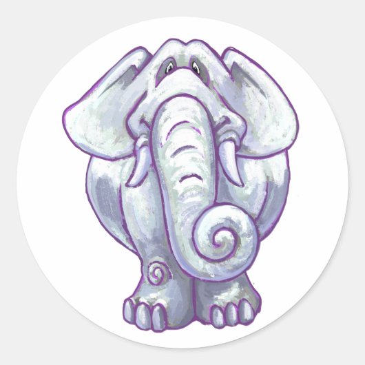 Cute White Elephant Gift Ronde Sticker (Voorkant)