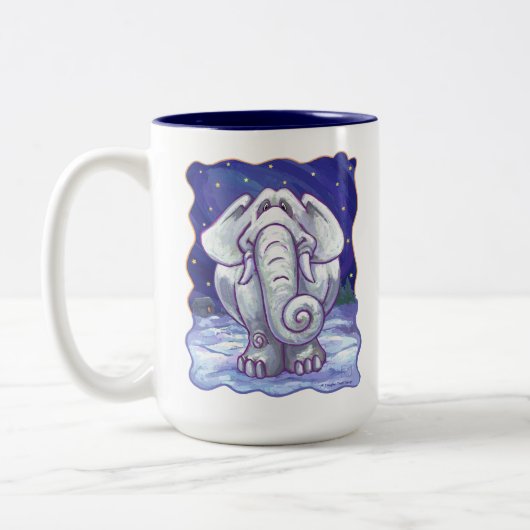 Cute White Elephant Gift Tweekleurige Koffiemok (Links)