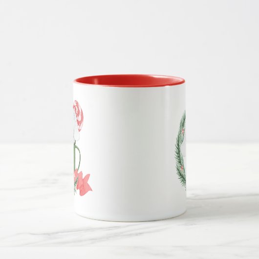 Cute White Elephant in Green Kerstmis Mok (Midden)