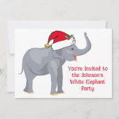 Cute White Elephant kerst Custom Holiday Party Kaart (Voorkant)