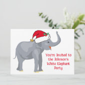 Cute White Elephant kerst Custom Holiday Party Kaart (Staand voorkant)