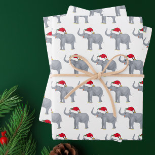 Cute White Elephant-kerstfeest Inpakpapier Vel