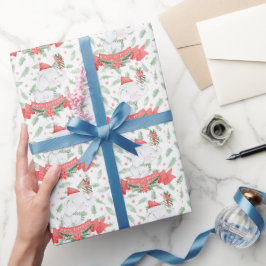 Cute White Elephant | Kerstmis Cadeaupapier