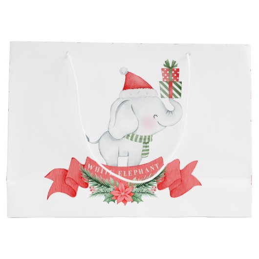 Cute White Elephant | Kerstmis Groot Cadeauzakje (Achterkant)