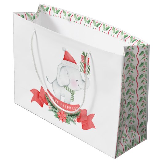 Cute White Elephant | Kerstmis Groot Cadeauzakje (Achterkant Gekanteld)