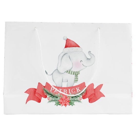 Cute White Elephant | Kerstmis Groot Cadeauzakje (Achterkant)