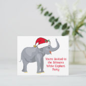 Cute White Elephant Party-kerstuitnodiging Briefkaart (Staand voorkant)