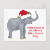 Cute White Elephant Party-kerstuitnodiging Briefkaart (Voorkant)