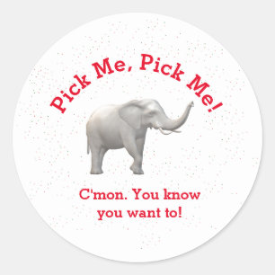 Cute White Elephant Ronde Sticker