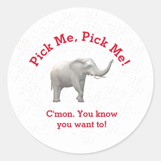 Cute White Elephant Ronde Sticker (Voorkant)