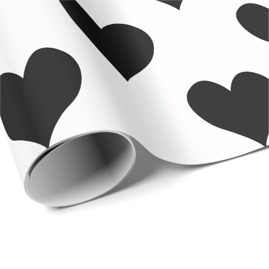 Cute White en Black Heart Cadeaupapier (Rol Hoek)