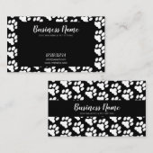 Cute White en Black Paw Print Pattern Dog Walking Visitekaartje (Voorkant / Achterkant)