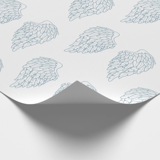 Cute White en Blue Angel Wings Cadeaupapier (Hoek)