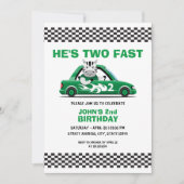 Cute White en Green Race Auto Two Fast 2de verjaar Kaart (Voorkant)