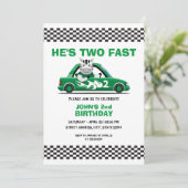 Cute White en Green Race Auto Two Fast 2de verjaar Kaart (Staand voorkant)