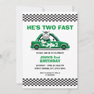 Cute White en Green Race Auto Two Fast 2de verjaar Kaart