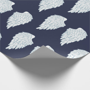 Cute White en Navy Angel Wings Cadeaupapier