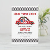 Cute White en Red Race Auto Two Fast 2e verjaardag Kaart (Staand voorkant)