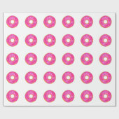 Cute White en Roze Donut Pattern Cadeaupapier (Vlak)