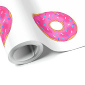 Cute White en Roze Donut Pattern Cadeaupapier (Rol Hoek)