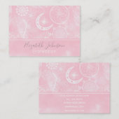 Cute White en Roze Dreamweaver Feathers Mandala Visitekaartje (Voorkant / Achterkant)