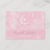 Cute White en Roze Dreamweaver Feathers Mandala Visitekaartje (Voorkant)
