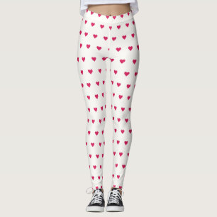 Cute White en Roze Heart Leggings