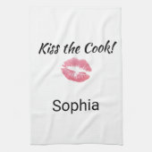 Cute White en roze lipstick Kus the Cook Theedoek (Verticaal)