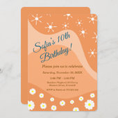 Cute white flowers Birthday Party Kaart (Voorkant / Achterkant)