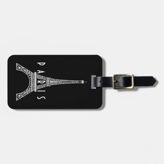 Cute white France Paris Eiffeltoren Button Bagagelabel (Voorkant horizontaal)