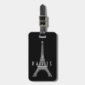 Cute white France Paris Eiffeltoren Button Bagagelabel (Voorkant verticaal)
