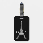 Cute white France Paris Eiffeltoren Button Bagagelabel (Achterkant verticaal)