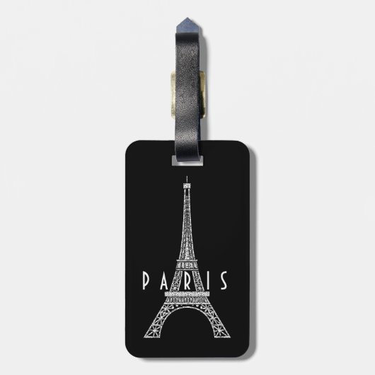Cute white France Paris Eiffeltoren Button Bagagelabel (Achterkant verticaal)