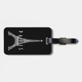 Cute white France Paris Eiffeltoren Button Bagagelabel (Achterkant horizontaal)