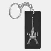 Cute white France Paris Eiffeltoren Button Sleutelhanger (Voorkant Links)