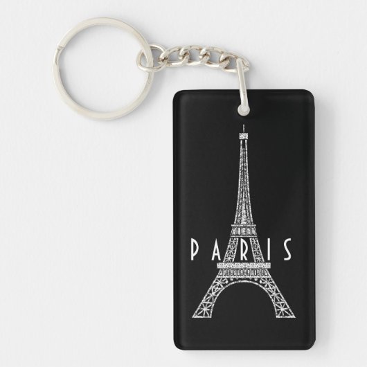 Cute white France Paris Eiffeltoren Button Sleutelhanger (Voorkant)
