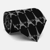 Cute white France Paris Eiffeltoren Button Stropdas (Opgerold)