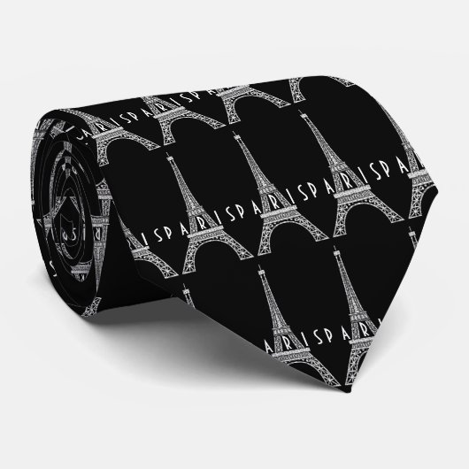 Cute white France Paris Eiffeltoren Button Stropdas (Opgerold)