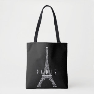 Cute white France Paris Eiffeltoren Button Tote Bag