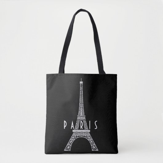 Cute white France Paris Eiffeltoren Button Tote Bag (Voorkant)
