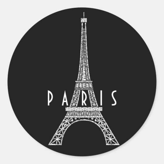 Cute white France Paris Eiffeltoren Ronde Sticker (Voorkant)