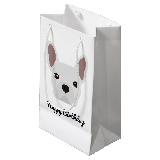 Cute White French Bulldog Birthday Klein Cadeauzakje (Voorkant Gekanteld)