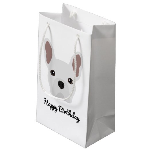 Cute White French Bulldog Birthday Klein Cadeauzakje (Achterkant Gekanteld)