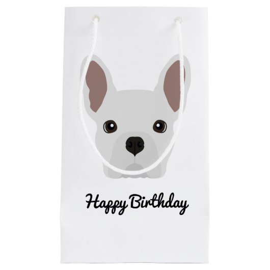 Cute White French Bulldog Birthday Klein Cadeauzakje (Voorkant)